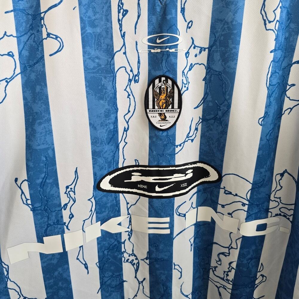 Men's Nike Air Blue And White Striped Long Sleeve Blokecore Jersey - Picture 3 of 14